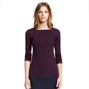 Tory Burch Boatneck Callan Top Size Small | Navy / Cabernet Colorbond Stripe